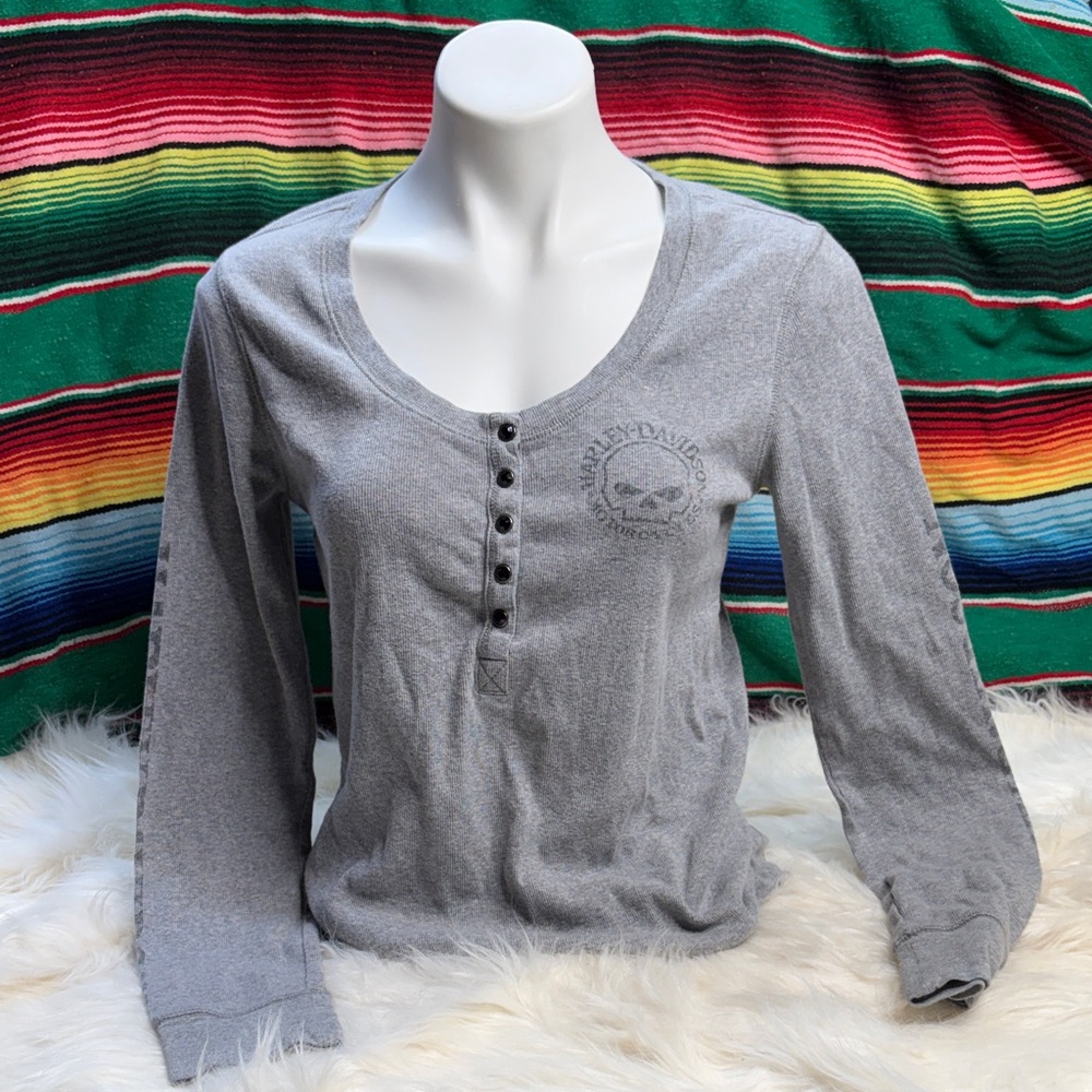 Harley-Davidson Women's Gray Long Sleeve Top